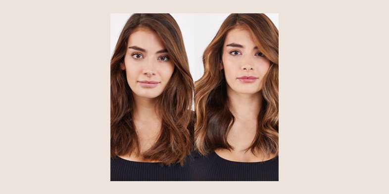 A woman with a balayage hair coloring